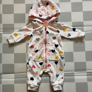 Carter's White Heart Print Kids One Piece